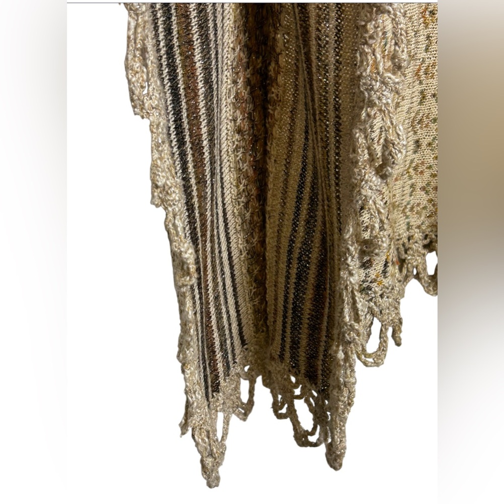 Free People Casablanca Boho Knit Poncho Wool Cream Brown XS - Picture 7 of 14